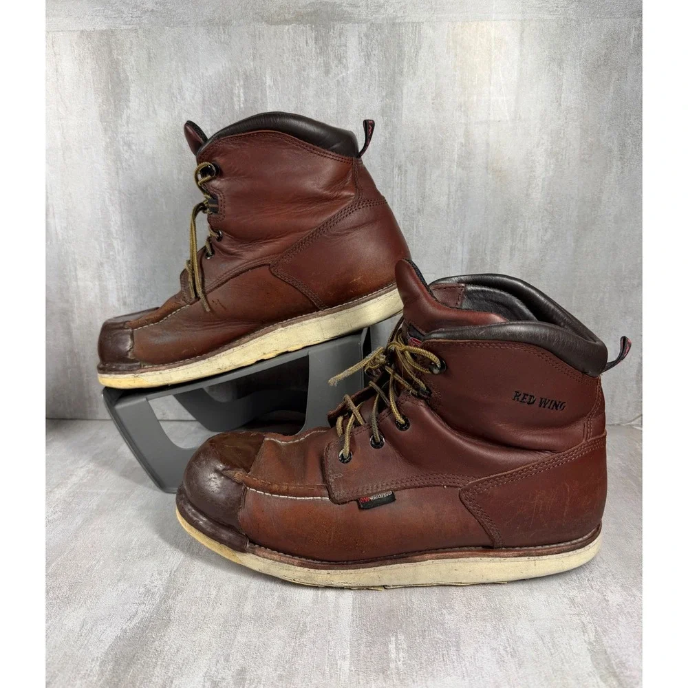 Red Wing ASTM F2892-18 EH 405 10.5 D Brown Leather Tuff Toe Work Boots *READ